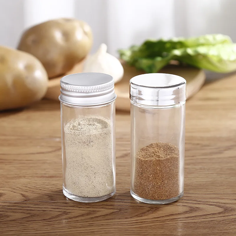 80ml-90ml glass seasoning bottle jar with aluminum cap cover lid