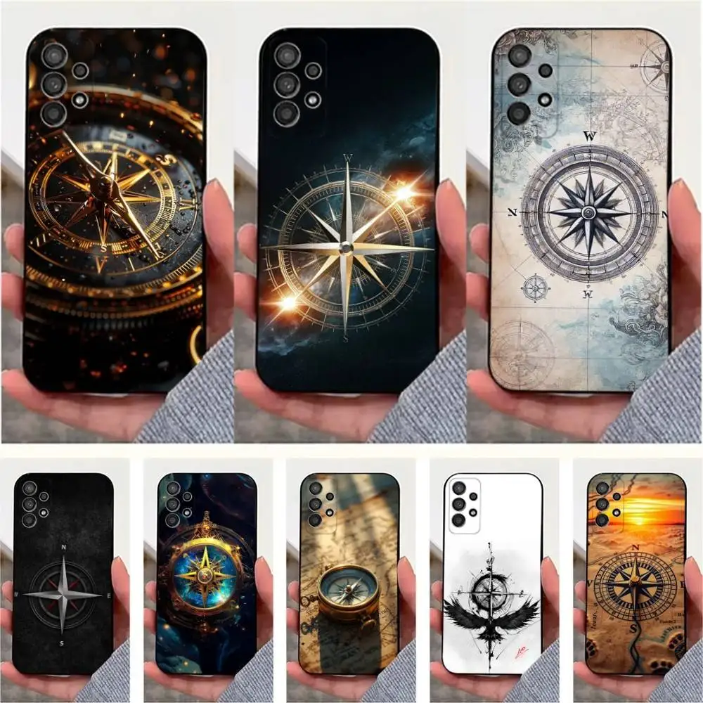

Geography Art Compass Phone Case For Samsung S25,S24,S23,S22,S20,S21,S10,Ultra,Plus,Lite,FE,Soft Silicone Black Cover