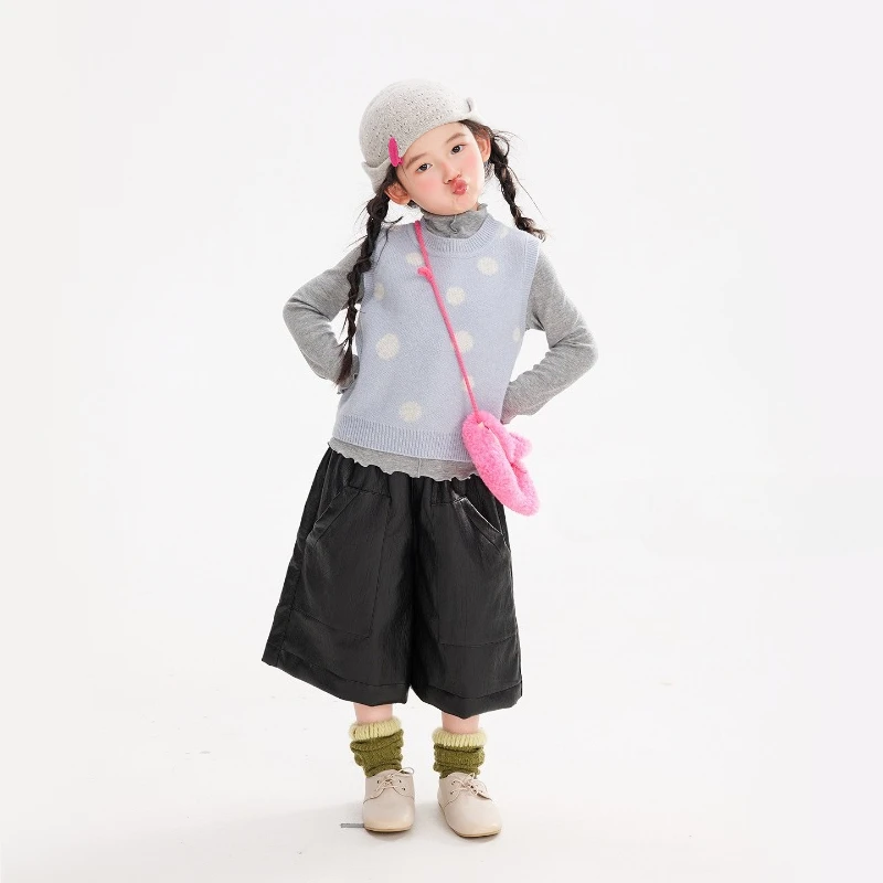 Children's clothing girls' skin friendly replacement knitted vest autumn style children's versatile layered top, sweater