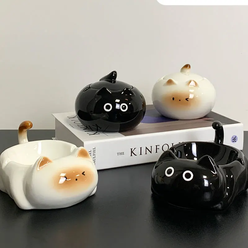 

Сиамская пепельница с котом для гостиной, офиса, рабочего стола, керамическая пепельница для сигар, аксессуары для украшения дома, милый художественный орнамент, пепельницы