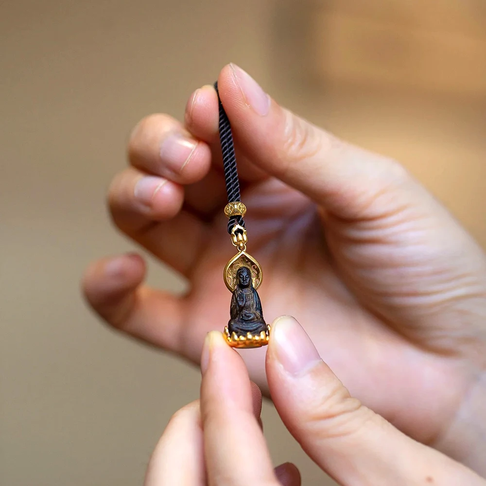 Healing Jewelry Guardian Buddha Guanyin Amulet Pendant Necklace Tibetan Ethnic Style Sweater Chain Luxury Amulet Mascot for Men