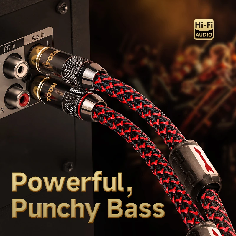 TODN 1 paio cavo audio RCA 2 cavi di interconnessione RCA a 2 cavi HIFI stereo 4N OFC maschio a maschio per amplificatore DAC TV audio per auto