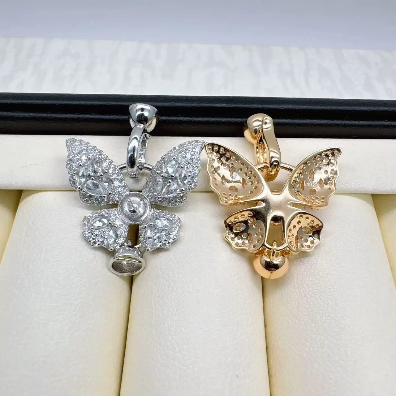 1pcs Gold-plated Copper Zirconia Butterfly Pearl-embellished DIY Necklace Bracelet Connector Jewelry Making Material Accessories