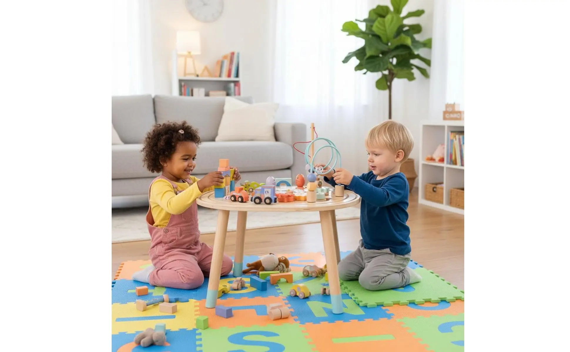 Developmental Activity Table Hand-Eye Coordination Wooden Activity Table Children's Learning Toy Stable Base Child Furniture