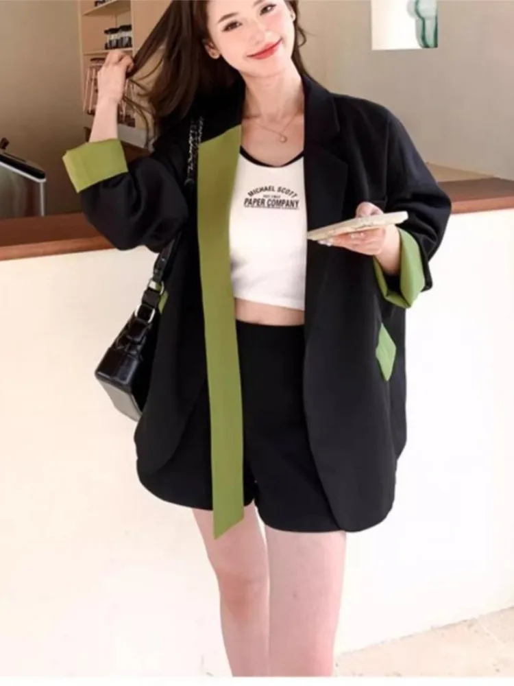

Color Blocking Suit Jacket Spring And Autumn New Korean Version Loose And Slimming Versatile And Fashionable Suit Top For Women