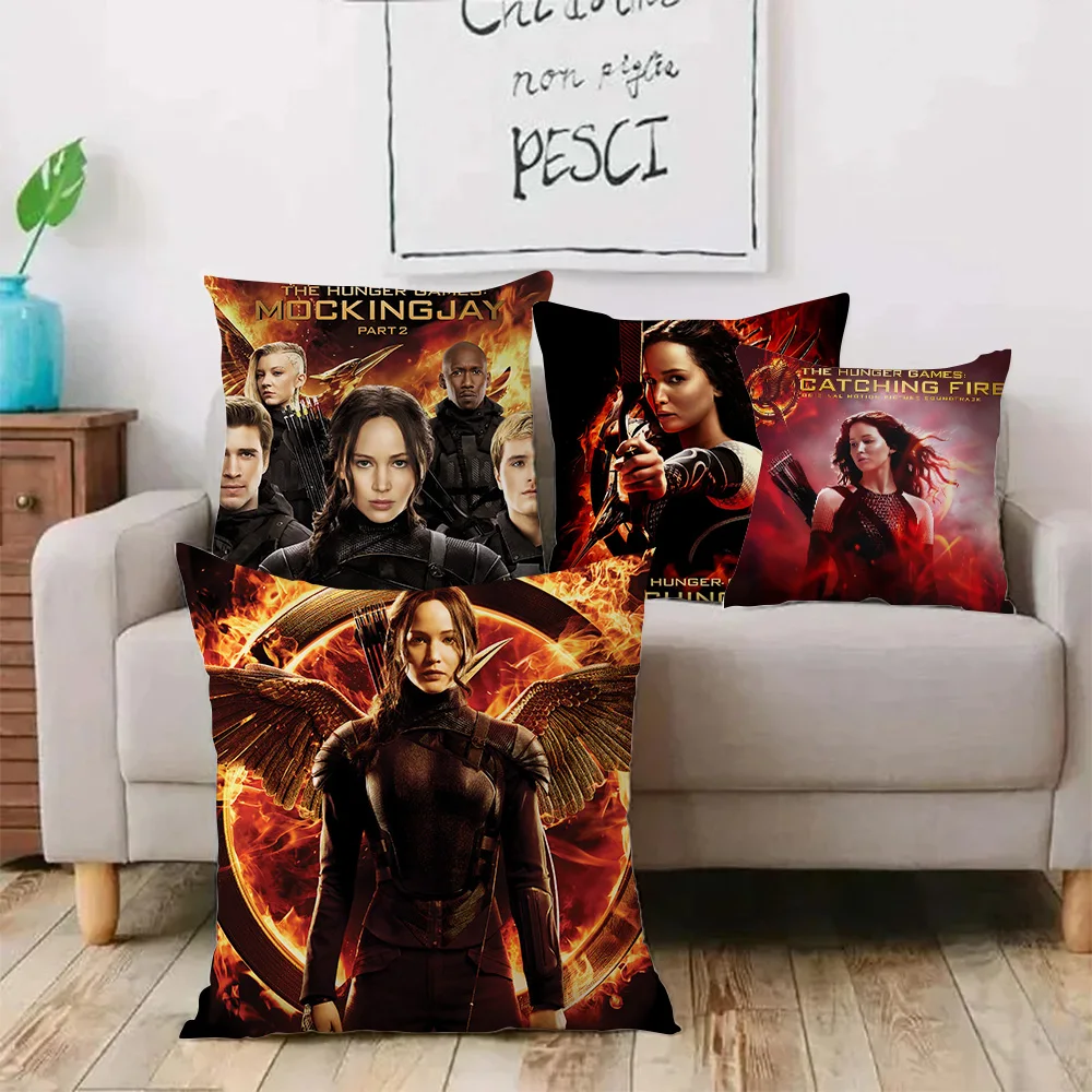 H-Hunger GamesS Pillow Covers Cartoon Sofa Decorative Home Double-sided Printing Short Plush Cute Cushion Cover