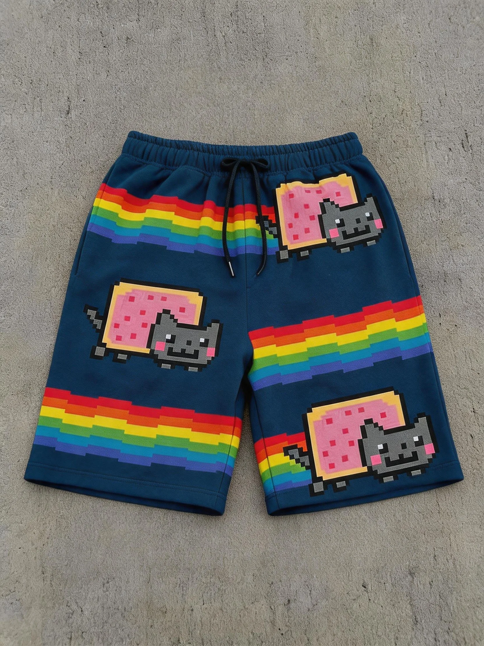 Nyan Cat Gym Shorts Men Y2k Pants Baggy Men Elastic Waist American Streetwear Hip Hop Vintage Joggings Casual Pants Men Clothing