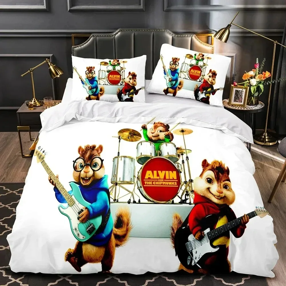 

Alvin and Chipmunks Duvet Cover 3D Exquisite The Squeakquel Digital Print Bedding Set Comforter Bed Home Decor Birthday Gift