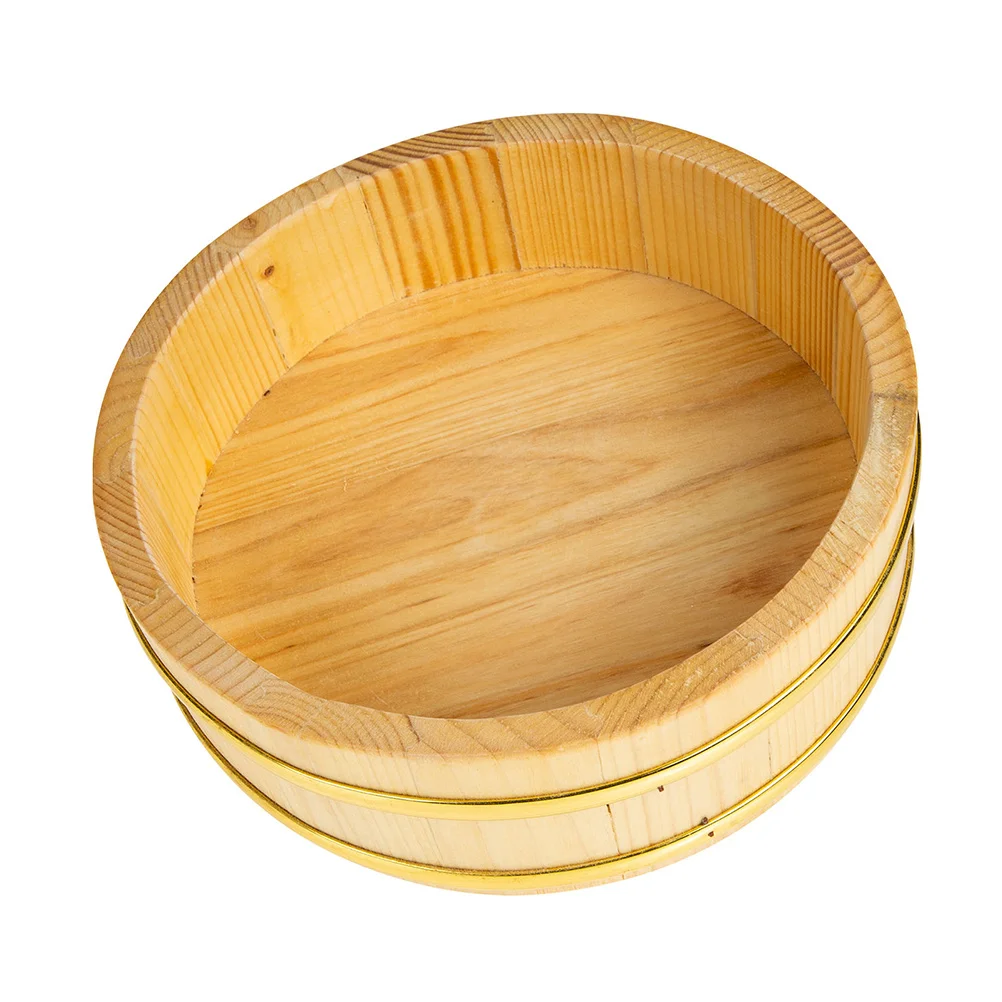 Tofficu Small Wooden Box Hangiri Wooden Sushi Rice Bowl Sushi Oke Rice Mixing Tub Japanese Sushi Bucket Restaurant Home Kitchen