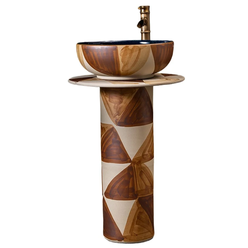 

Household column-type ceramic column basin Floor-to-ceiling wash basin Vertical integrated wash basin