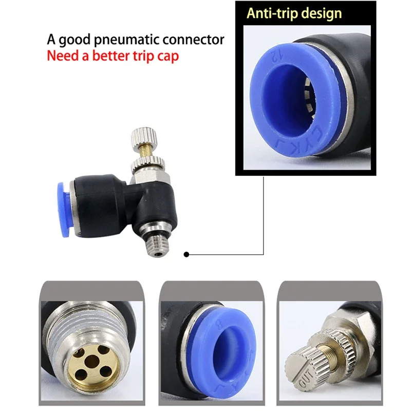 Elettrovalvola Pneumatic Quick Connect Connector SL 4 6 8 10 12mm M5 '1/8' 1/4 '3/8' 1/2 Air Speed Regulating Valve Accelerator Valve Pneumatica — dettaglio 3
