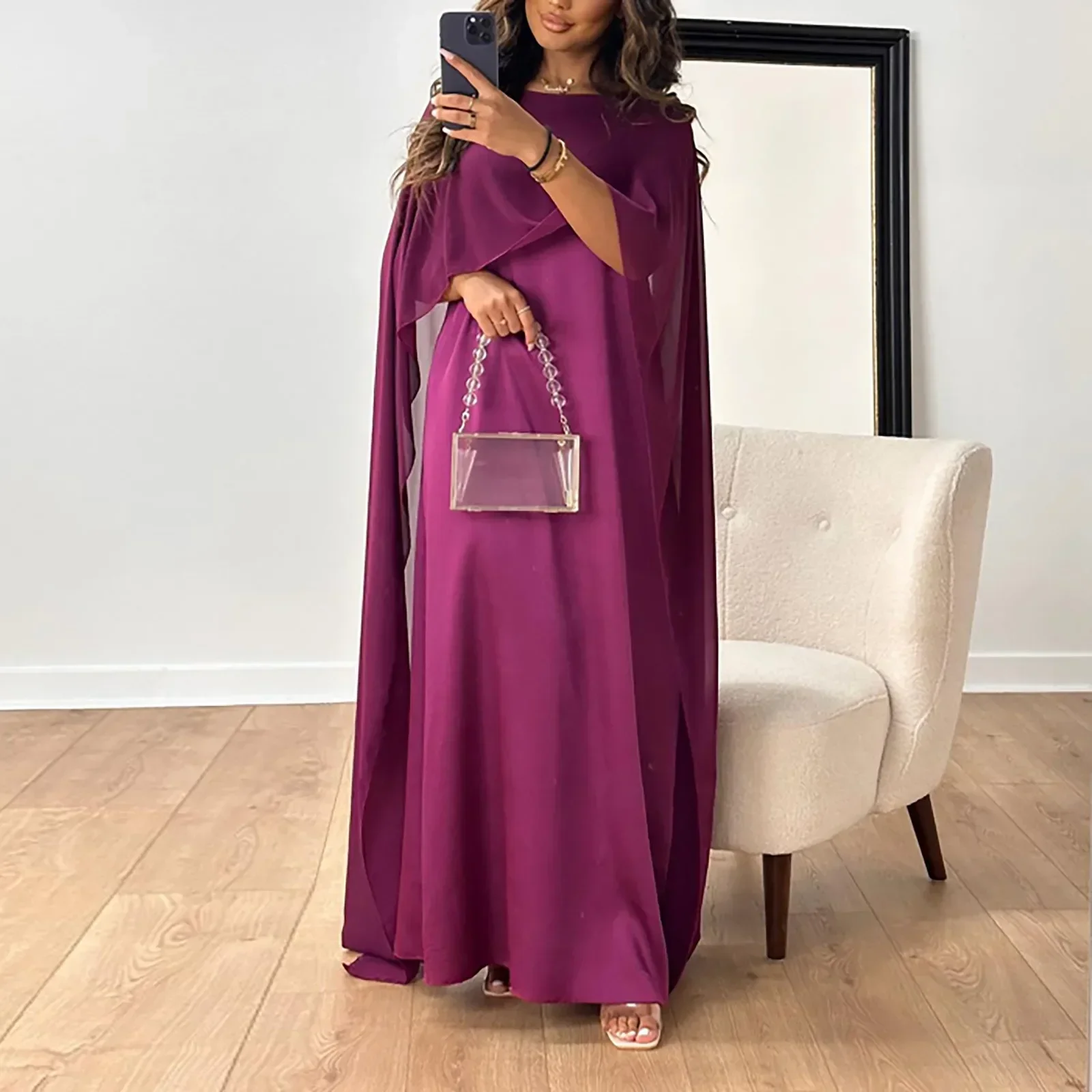 Summer Batwing Sleeve Chiffon Butterfly Abaya Islam Muslim Maxi Dress Kebaya Women Kaftan Robe Musulmane Femme Vestidos