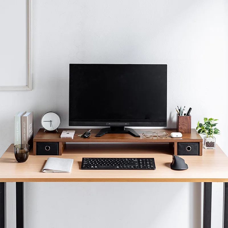 

‌ Подставка для монитора с ящиком — регулируемая настольная стойка, полка для хранения клавиатуры и аксессуаров, компактный органайзер