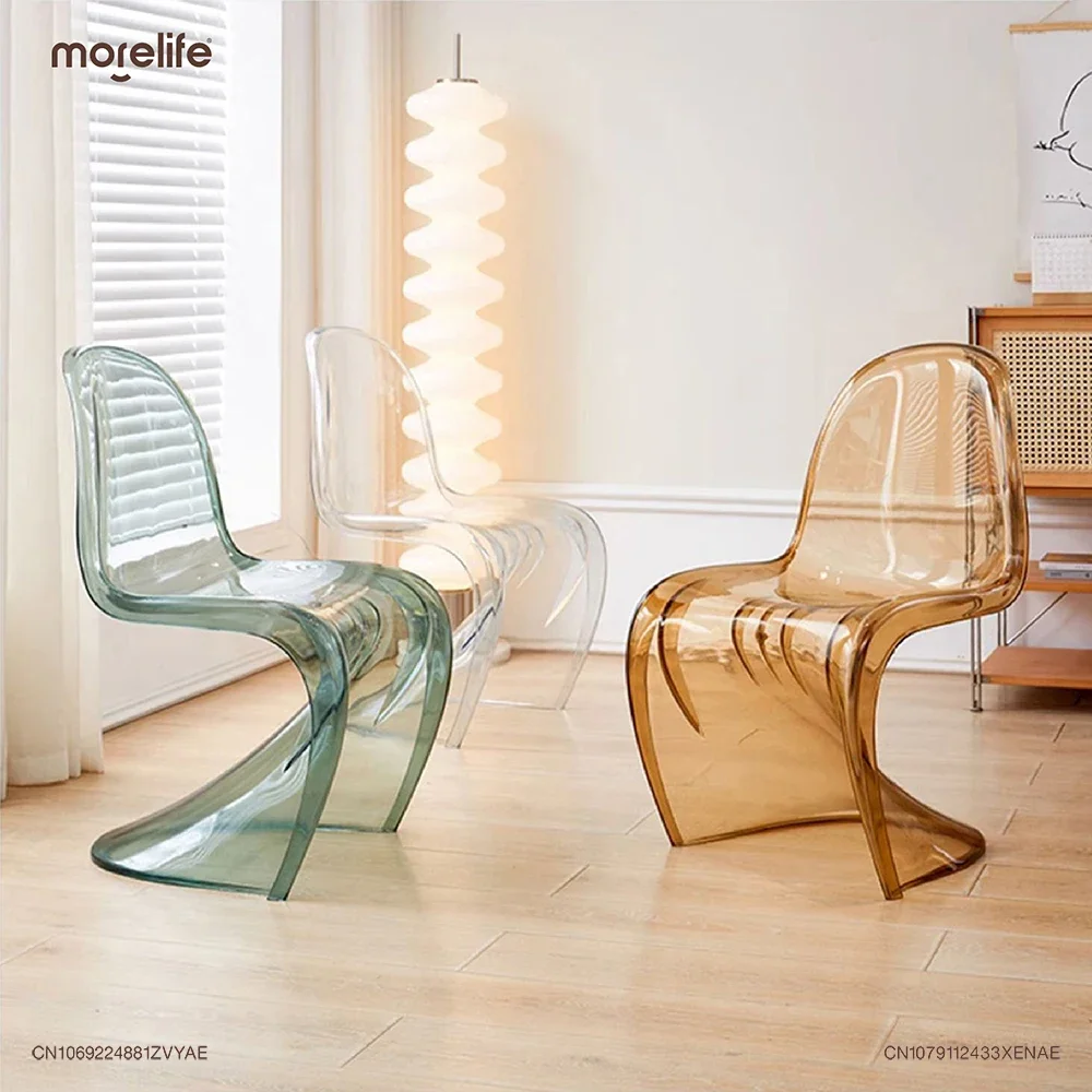 Chaise de salle à manger en plastique acrylique créatif nordique, chaises en forme de S, tabouret en cristal, salle à manger, fauteuil transparent,