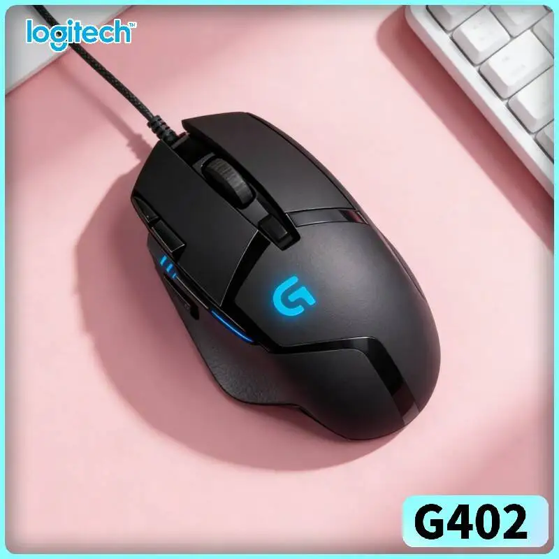 Logitech G402 Hyperion Fury Wired Mouse 4 DPI Modes 8 Custom Buttons 20M Clicks 1ms Response Ergonomic for High-Stakes Play
