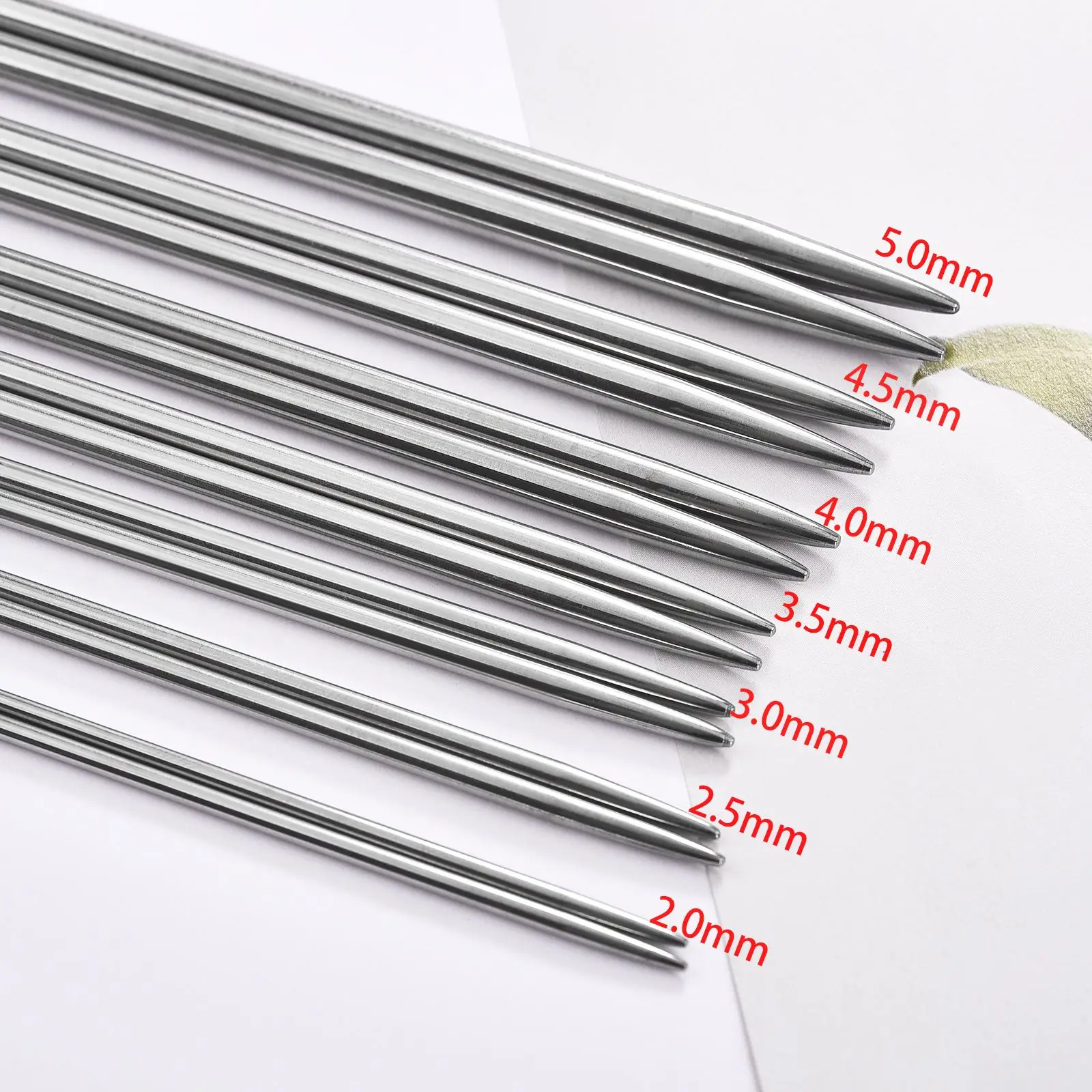 5PCS 20CM Stainless Steel Knitting Needles Set 2-5MM Double Pointed Straight Knitting Needles For Knitting Sweater Scarf Project