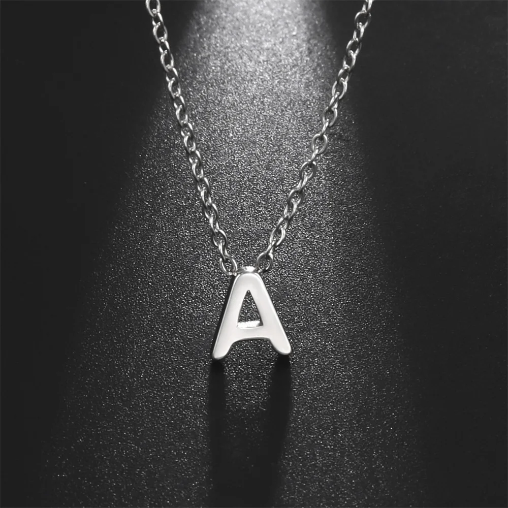 Initialen-Halsketten A-Z für Damen, Elegante Ketten, Choker, 26 Buchstaben-Anhänger, Edelstahl-Schmuck, Collier Femme – Detail 18