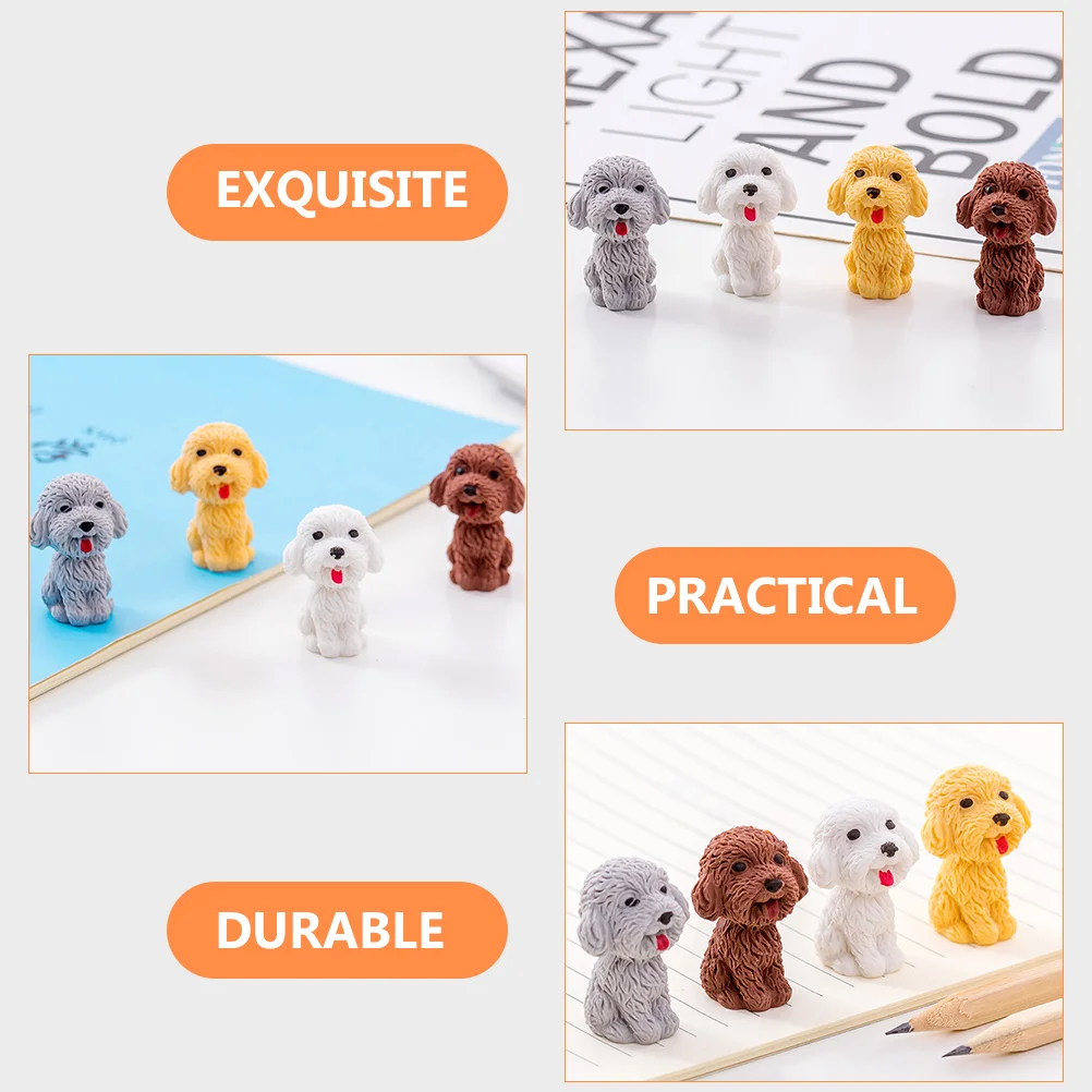 20 Pcs Dog ​​pencil Eraser Kids Toys Trendy Erasing Tool Rubber Set School Mini Animal Students Stationery Child