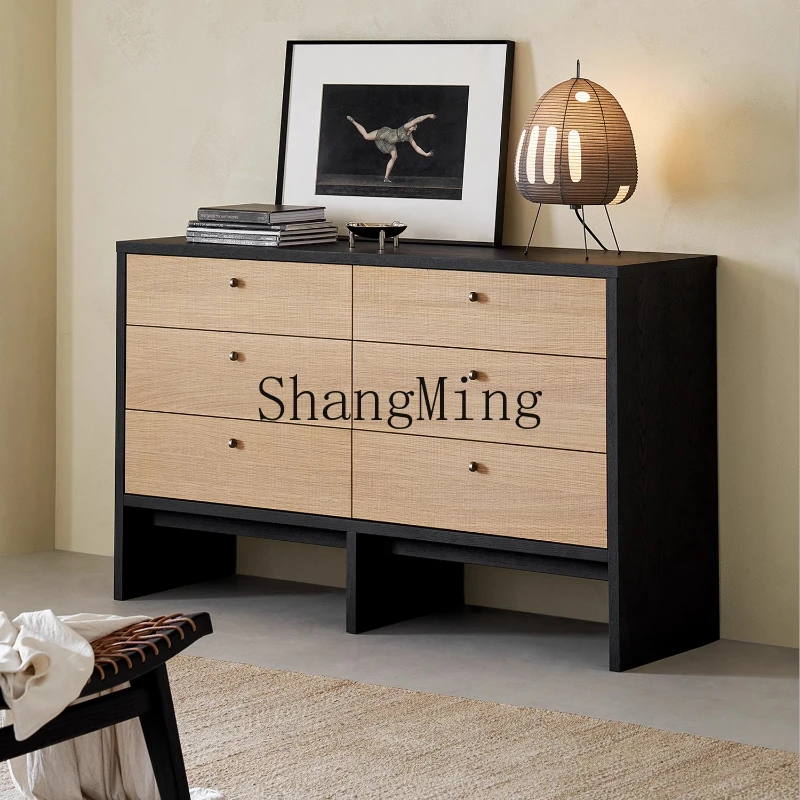

SM retro solid wood minimalist log wabi-sabi wind storage side cabinet