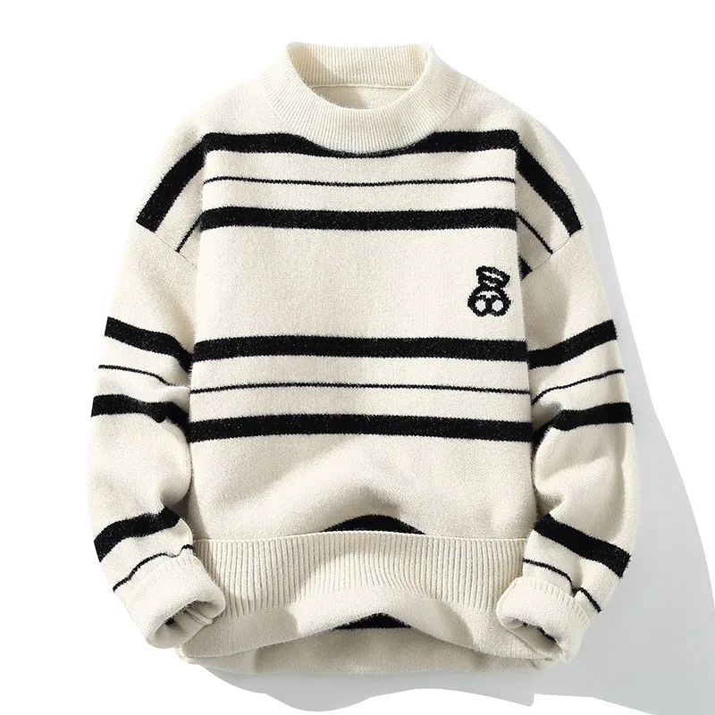 Men's Sweater Autumn New Versatile Warm Casual Fashion Half High Collar Pullover Sweater