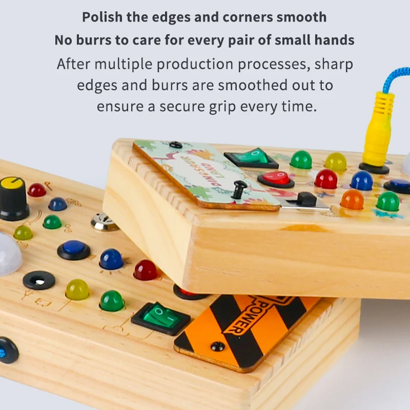 Montessori Busy Board 1 an Enfants Activity Board Jouets en Bois avec 13 Interrupteurs 24 Lumières LED Jouets Sensory Learning Toys Jeux Jeu Montessori Jouet Enfant Bebe 1 2 3 Ans Cadeau Enfant