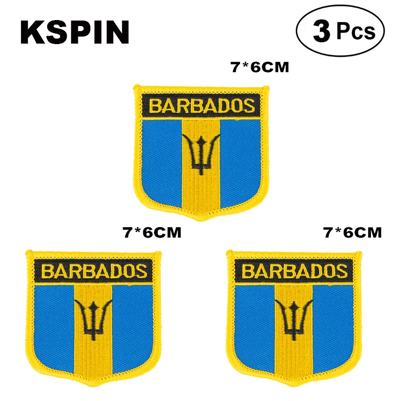 Barbados Shiled Shape flag patches national flag patches for Cothing DIY Decoration