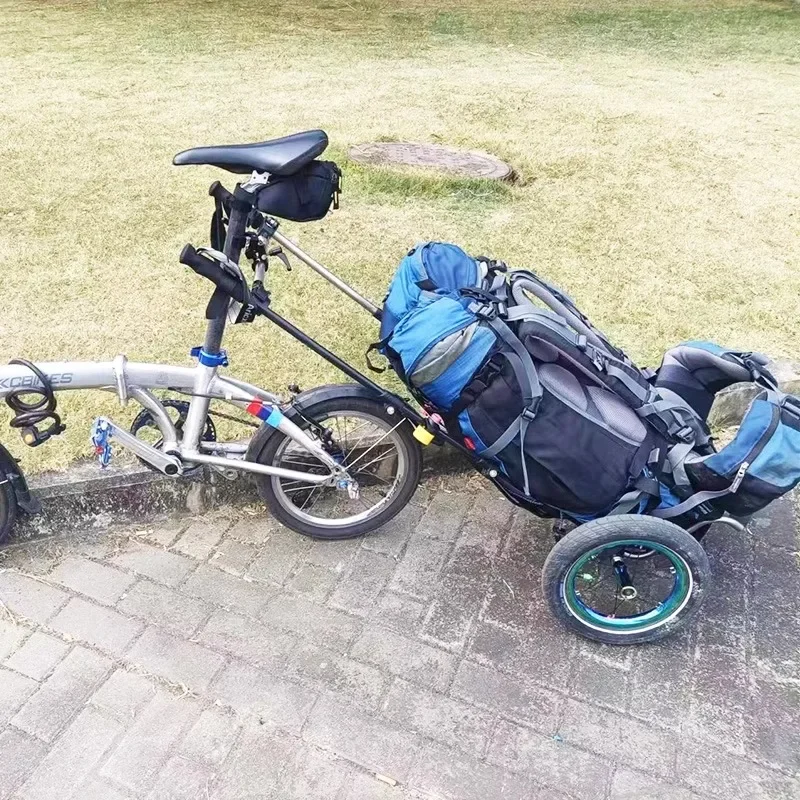 

Titanium Alloy Carbon Fiber Trekking Poles Trailer Camping Portable Outdoor Mountain Climbing Hiking Trailer Wheels Outdoor Tool