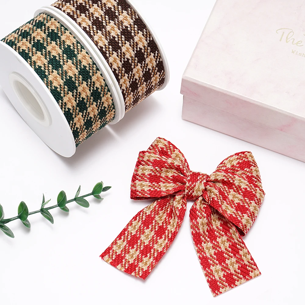 5 Yards 38mm Grid Ribbons For Bows DIY Craft Decoration Packaging Supplies. QNG001