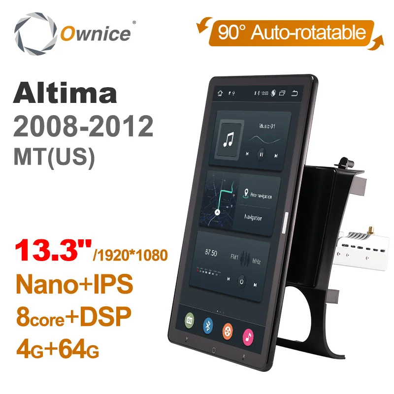 

13.3 Inch Ownice 1Din Android 12.0 Car Radio 360 Panorama for Nissan Altima 2008-2012 Auto Audio SPDIF Rotatable 4G LTE NO DVD