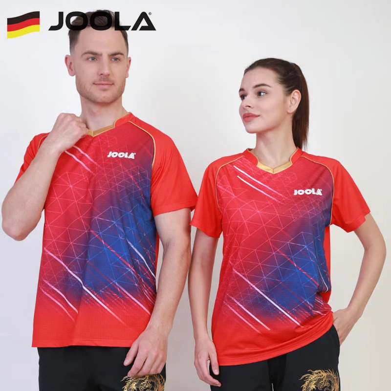 JOOLA-Camiseta de tenis de mesa para hombre y mujer, camisa deportiva cómoda y colorida, de secado rápido, de manga corta, elástica, 3203