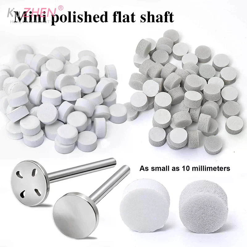 50pcs 10 Mm Self-Adhesive Replaceable Sponge Buffing Pads Stainless Steel Disk For Pedicure Polish Accessories