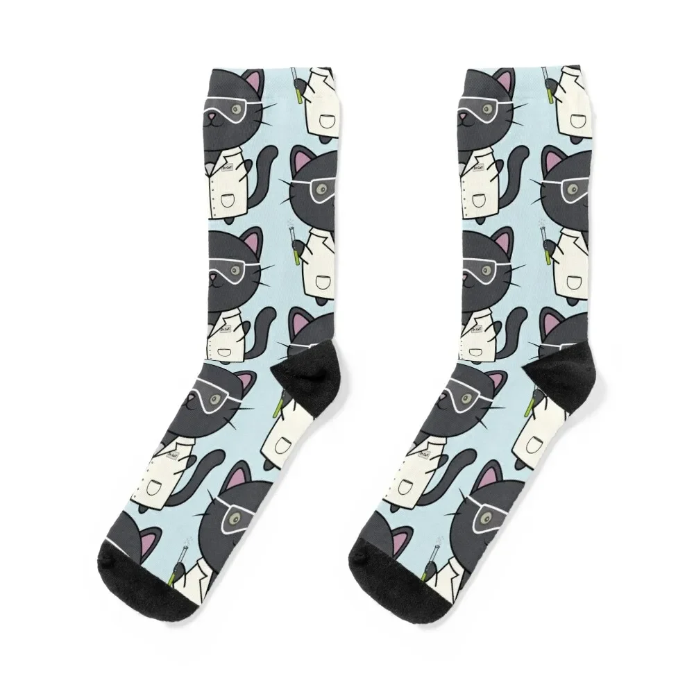 Cute scientist cat - research cat - cat in laboratory Socks Soccer christmas gifts Mens Socks Women's