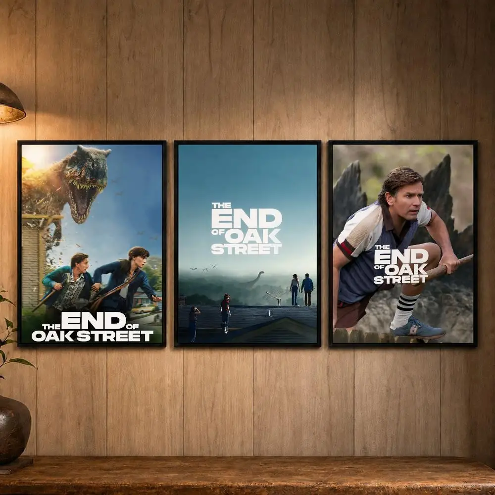 Dinosaur Survival Adventure Movie T-The End of Oak StreetS Poster Self-adhesive Art Poster Decoracion Painting Wall Art White