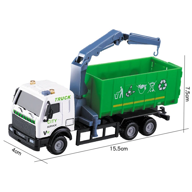 Alloy Car Back Force Inertia Simulation Tank Truck Garbage Truck Sweeping Car Boy Baby Plastic Toy Car Model B161