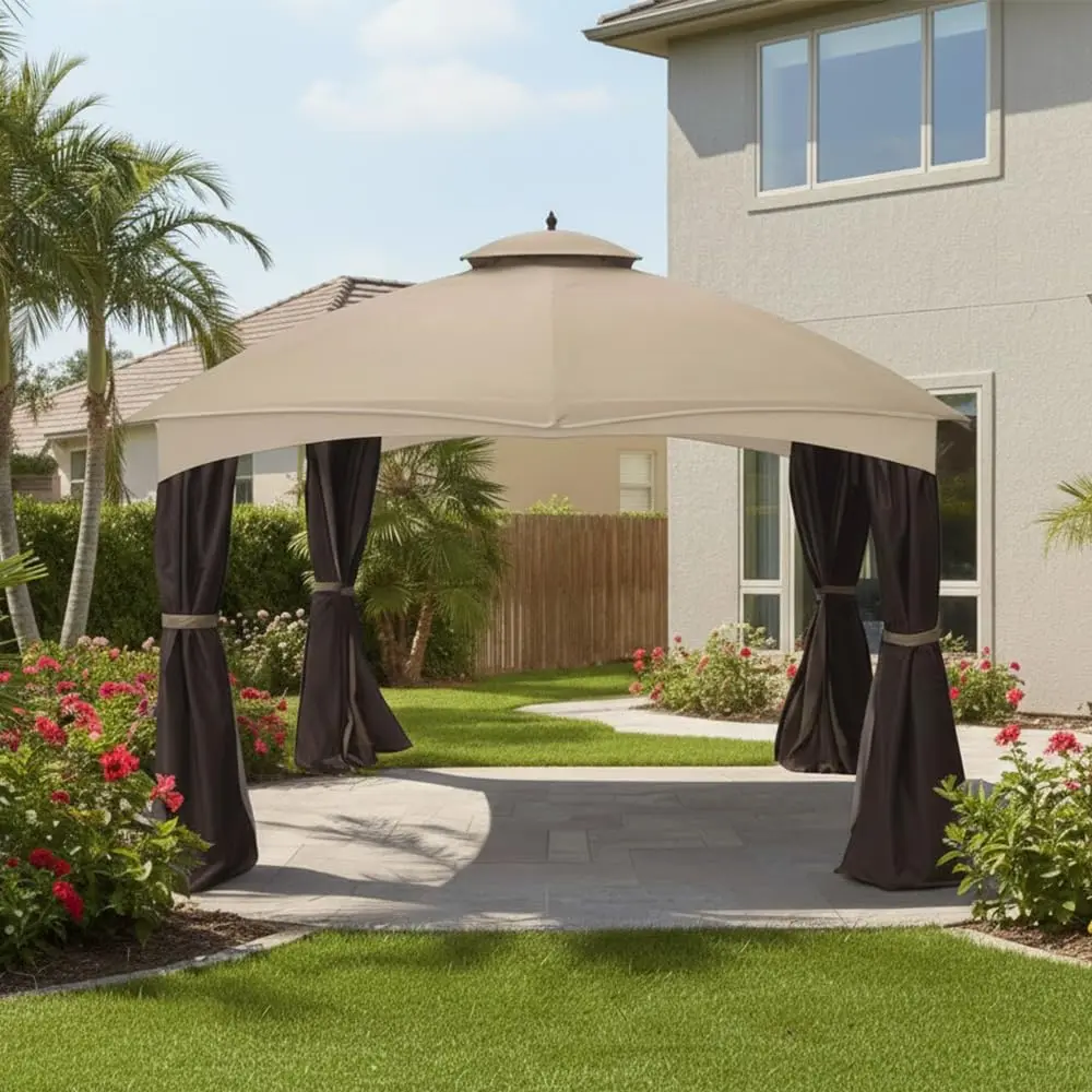 Outdoor Garden Gazebo Canopy, Durable Material, Beige Color, Compatible with Specific Models