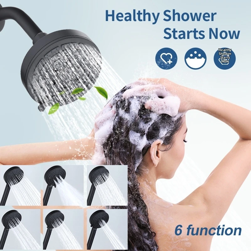 Shower Head with 6 Adjustable Spray Functions Reinforced ABS Body and 360 Swivel Mechanism for Targeted Water Delivery