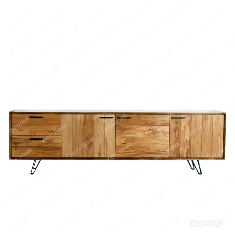 

Solid Wood Simplicity Living Room Storage Audiovisual Cabinet Distressed High Designer TVCabinet Side Cabinet Combination
