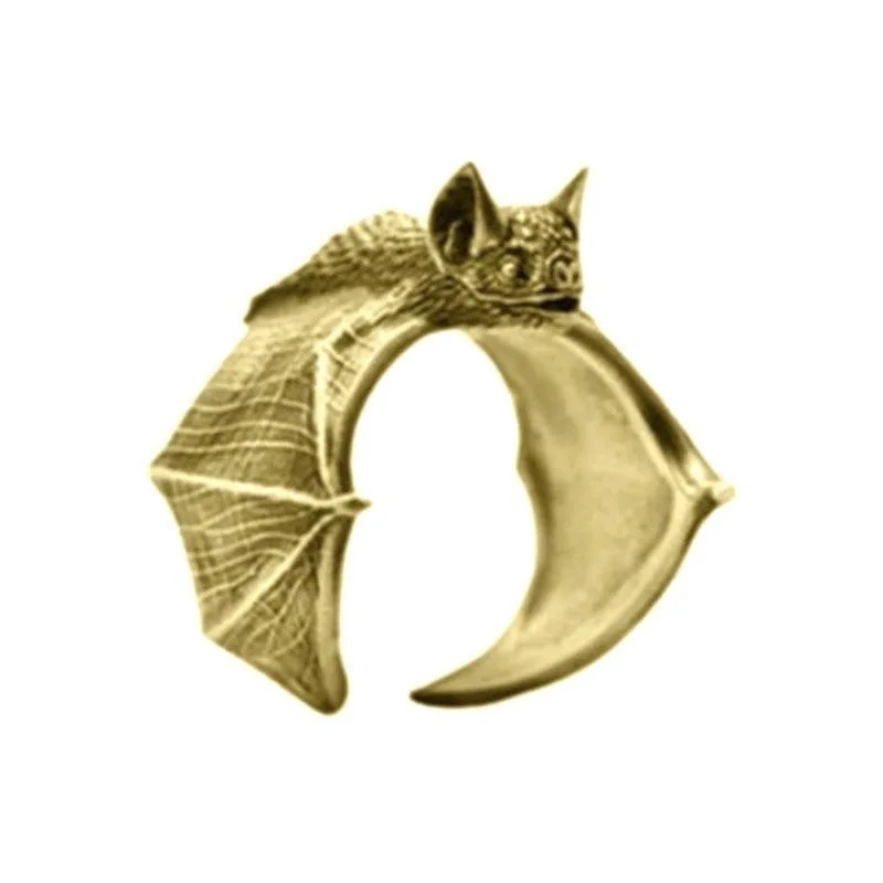 Retro dunklen Fledermaus Ring für Männer Silber Farbe 3 Farben Straße Punk Gothic verstellbaren Ring handgemachten Schmuck Biker Zubehör Mann Geschenk