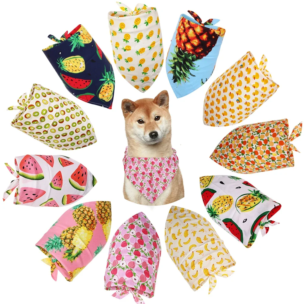 1 Pcs Dog Bandana Summer Dog Acccessories Fruit Printting Bandanas Scarf  Small Dog Cat  Puppy Bandanas/Bibs Pet Accessories S/M