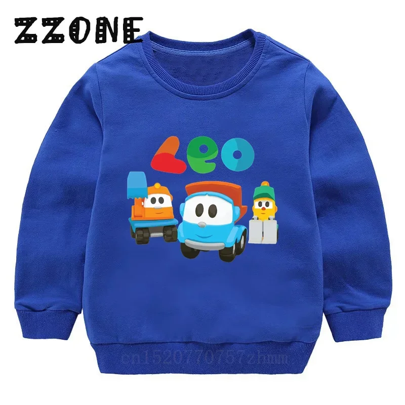 Kids Sweatshirts Leo The Truck Tv Show Cute Cartoon Print Funny Children Hoodies Baby Pullover Outwear Tops Girls Boys Clothes