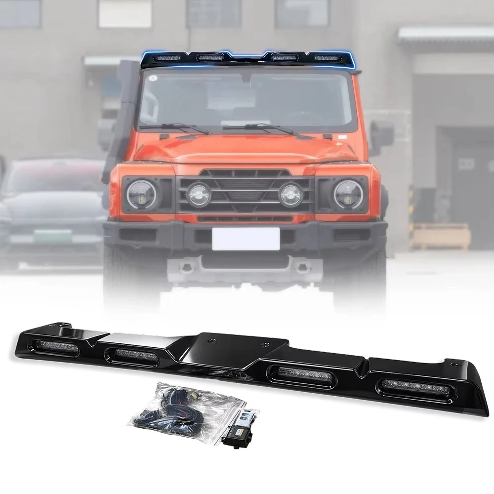 

New Design 4x4 Car Front Roof Cover With Led Glossy Black Car Lamp Roof Bar DRL for Ineos Grenadier 2023 2024