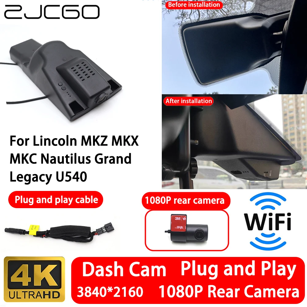 Cámara Delantera y Trasera 4K para Lincoln MKZ MKX MKC Nautilus Grand Legacy U540, Cámara para Tablero con Wifi, Plug and Play, Grabación en Bucle