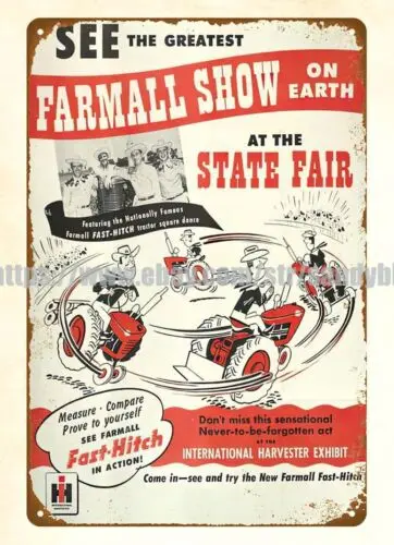 1950s farmall show state fair tractors metal tin sign accent wall