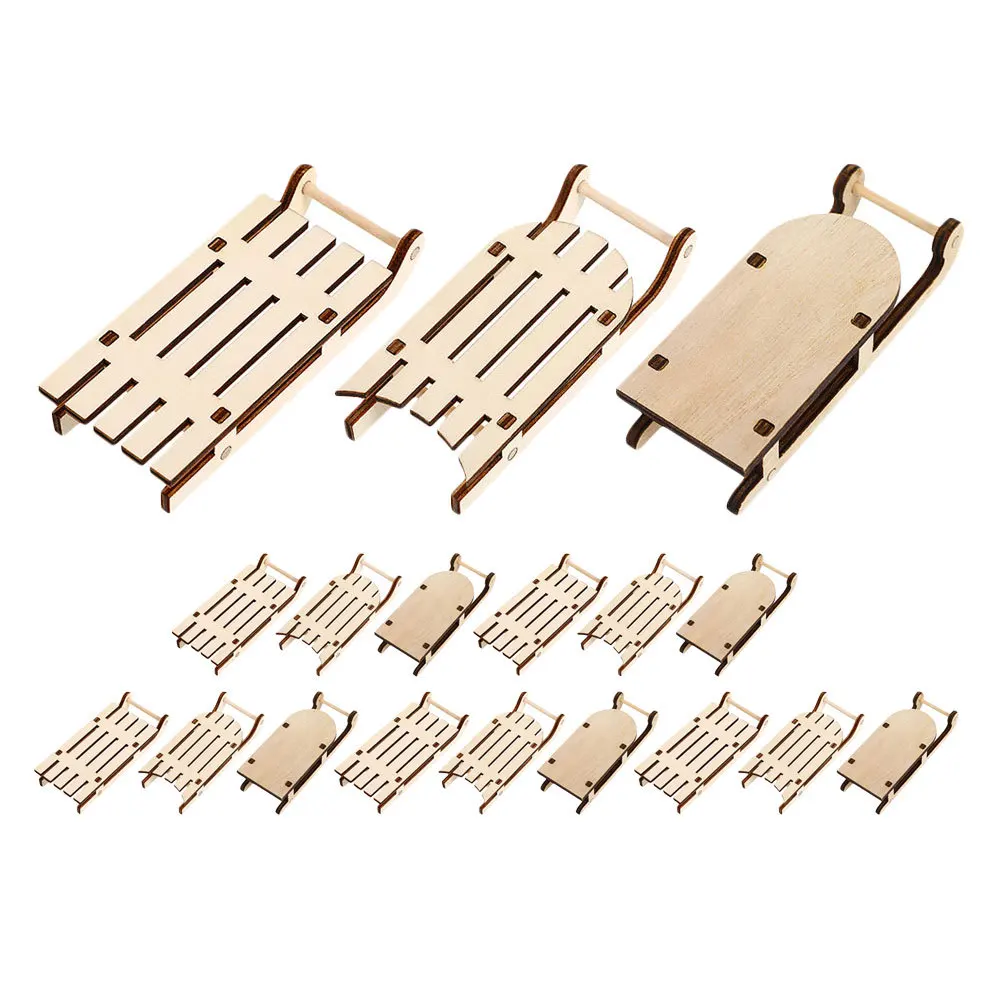 

18Pcs Wooden Miniature Unfinished Sleigh Christmas Tree Hanging Ornament DIY Painting Crafts Xmas Holiday Decoration