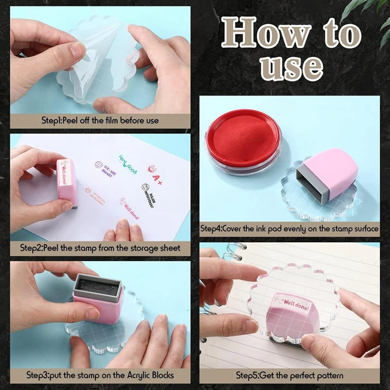 7 Pieces Acrylic Stamp Blocks Set Clear Stamping Blocks Tools With Grid And Grip, Decorative Stamp Blocks For Kids