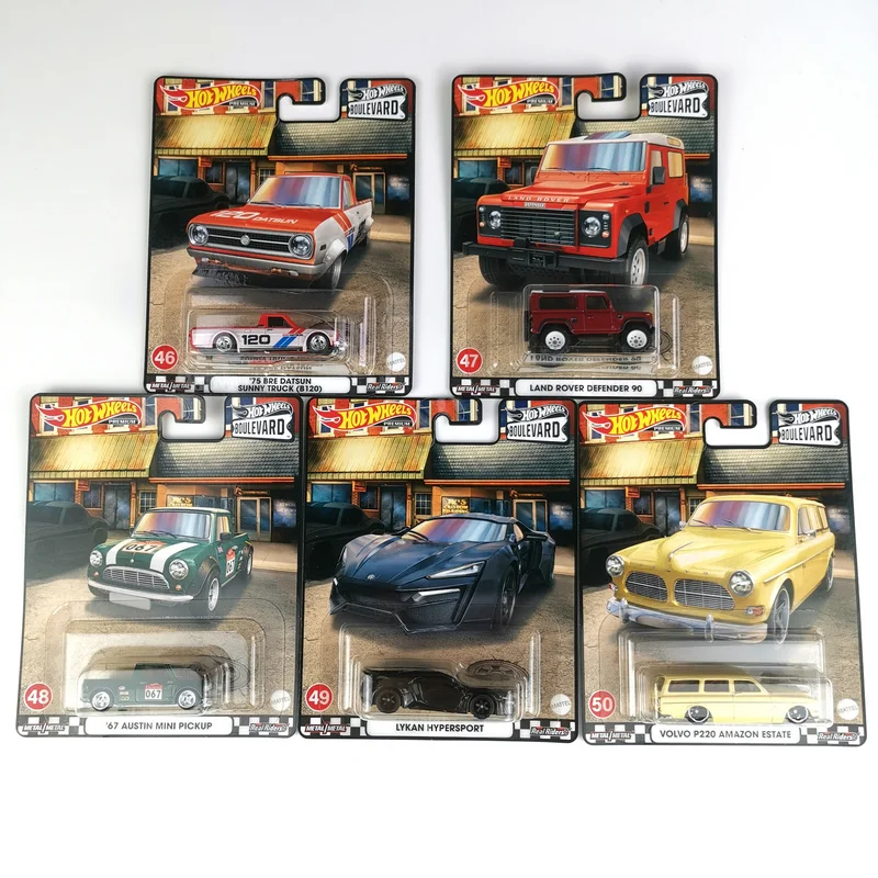 Hot Wheels Cars Boulevard AUSTIN MINI PICKUP/LYKAN HYPERSPORT/LAND ROVER DEFENDER 90  1/64 Collection Metal Die-Cast Car GJT68