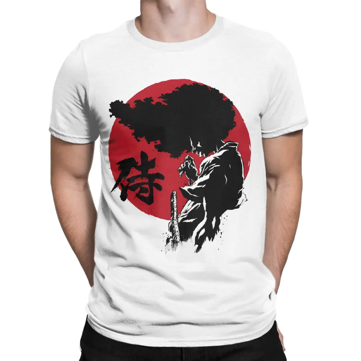 Afro Samurai T Shirt for Men Women Pure Cotton Tee Funny Japan Sumi-e Style Manga Anime T-shirts Clothes All Seasons