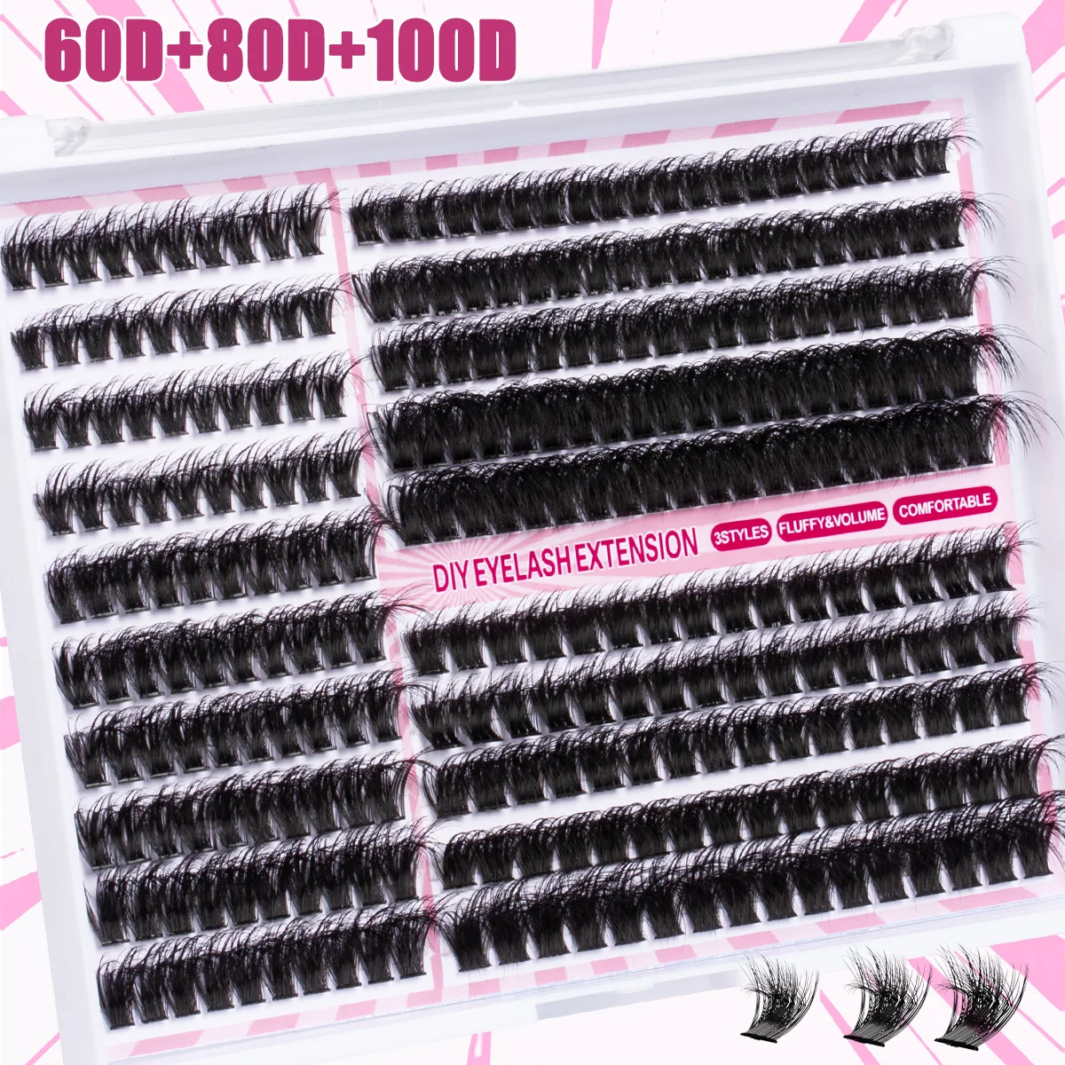 Kit di estensione ciglia fai da te 6080100 D Kit ciglia individuali Soffici con legame e sigillo per ciglia e pinzette per ciglia e pennello per rimozione ciglia