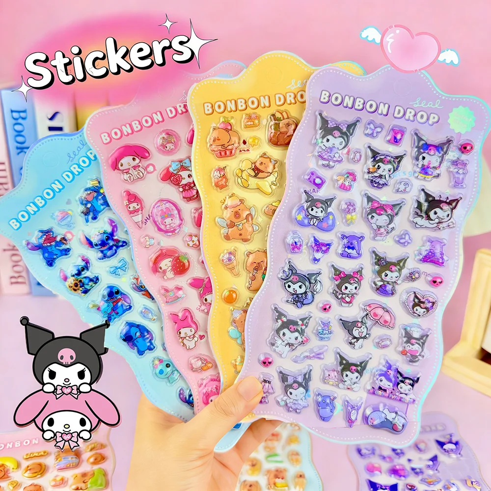 

2/4 шт. смешанные мультяшные наклейки Sanrio Kuromi капибара Zootopia 3D стерео кристаллическая наклейка декоративная наклейка из материала «сделай сам»