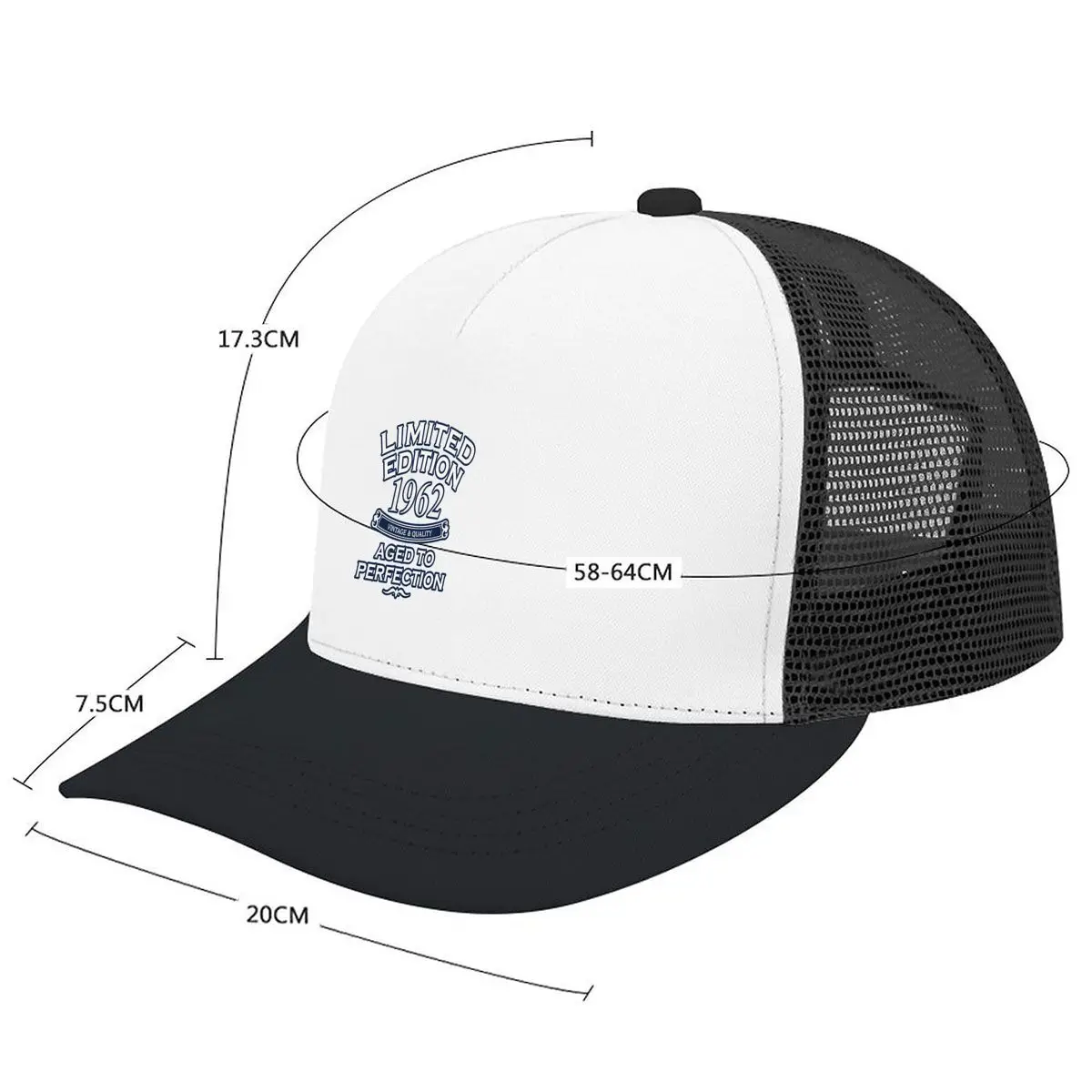 Limited Edition 1962 Vintage And Quality Aged To Perfection Birthday Design Mesh Baseball Cap Casual Hat